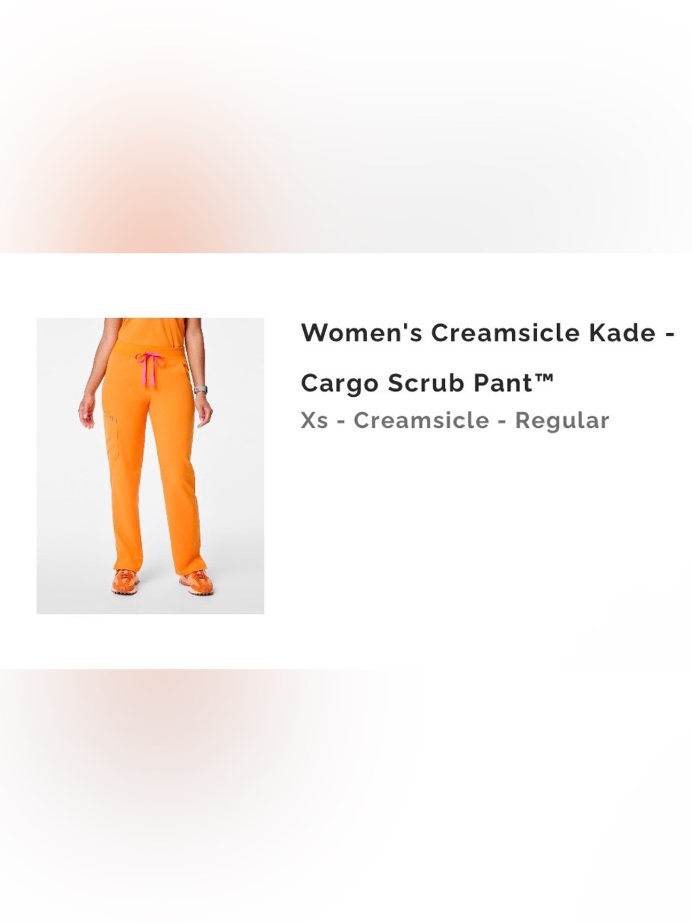Figs Kade Cargo Straight Leg Pant - Creamsicle